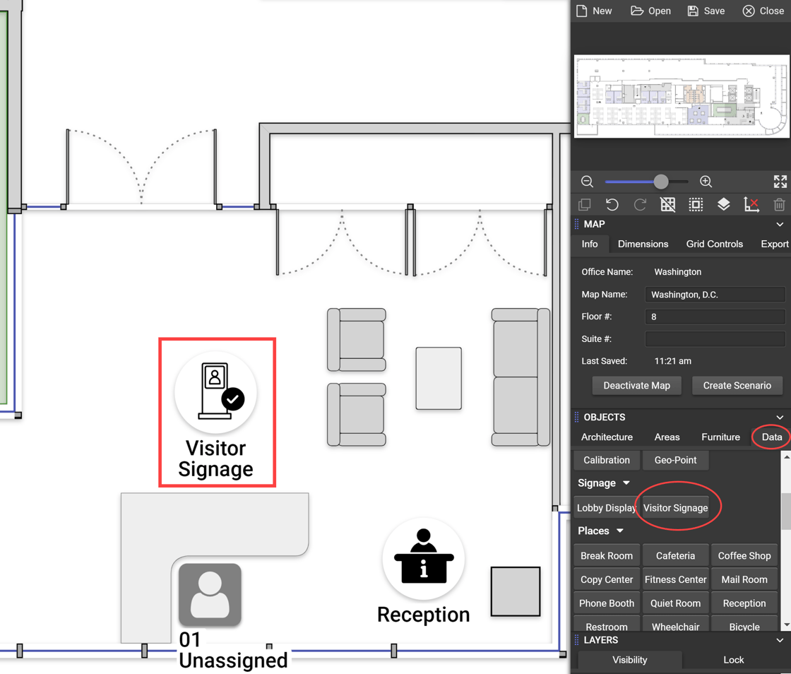 Adding Visitor Signage Data Object to Map